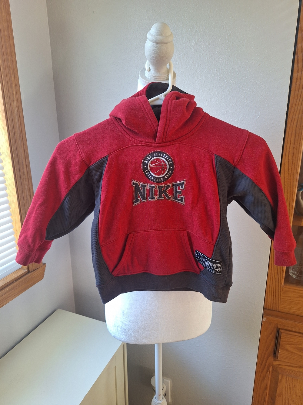 Nike Red and Gray Kids Hoodie with Front Pocket